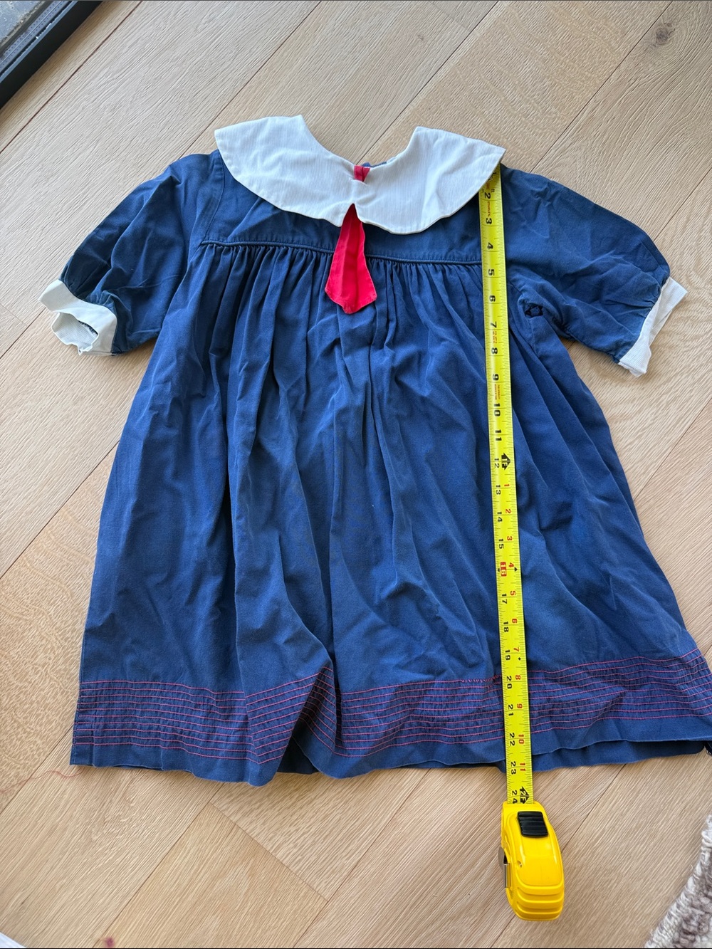 Vintage hand made Navy Sailor-Style Kids Dress with Red Necktie ❤️💙⚓️